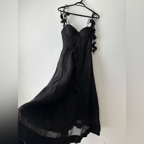 ZIMMERMANN NATURA BLACK CORSET MIDI DRESS - Picture 15 of 17